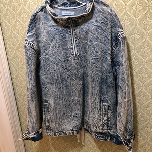 Acid Wash Denim Quarter Zip (UO)